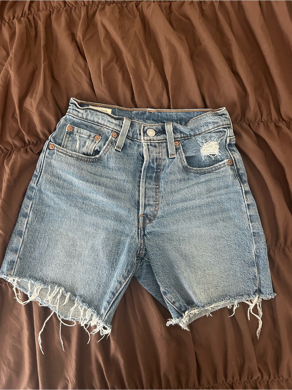 Levi's Light Blue Distressed Denim Shorts